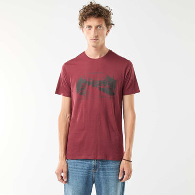 Short-sleeved printed T-shirt with round neck RED