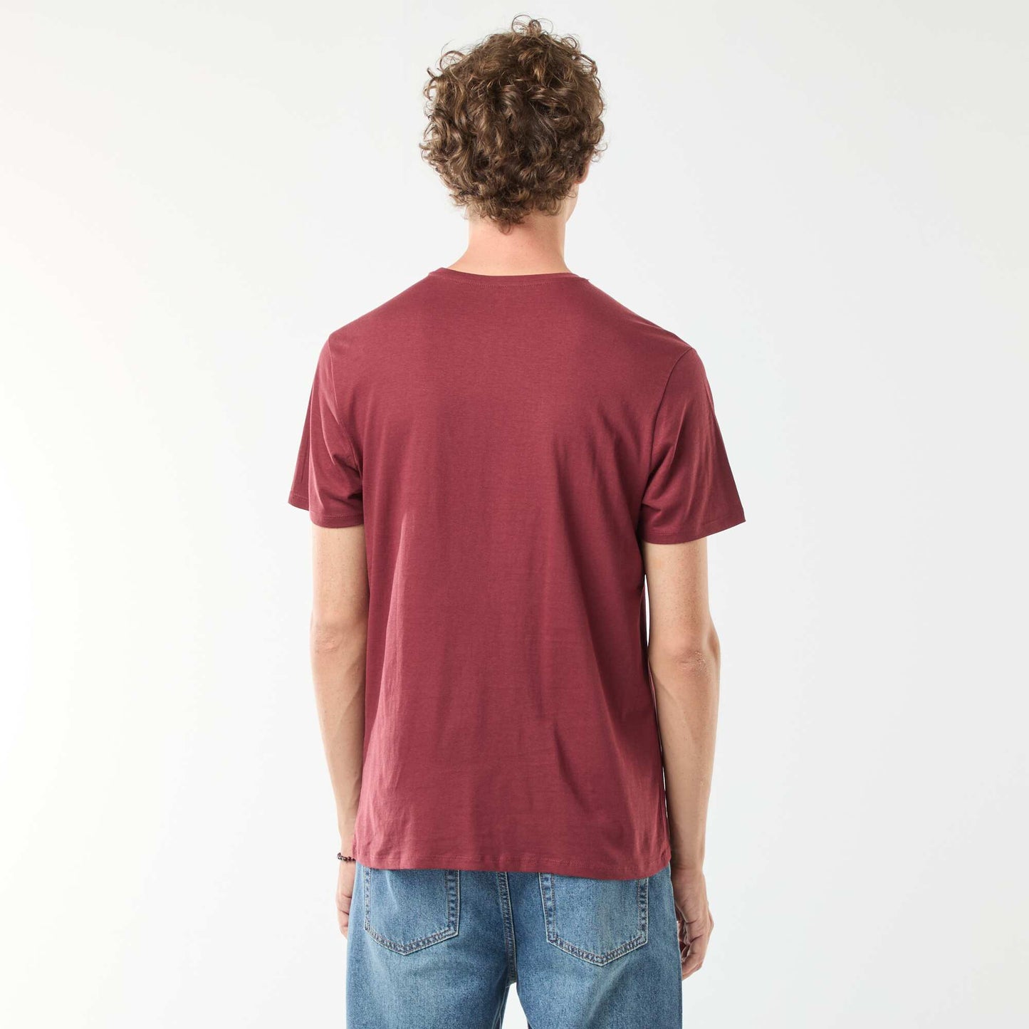 Short-sleeved printed T-shirt with round neck RED