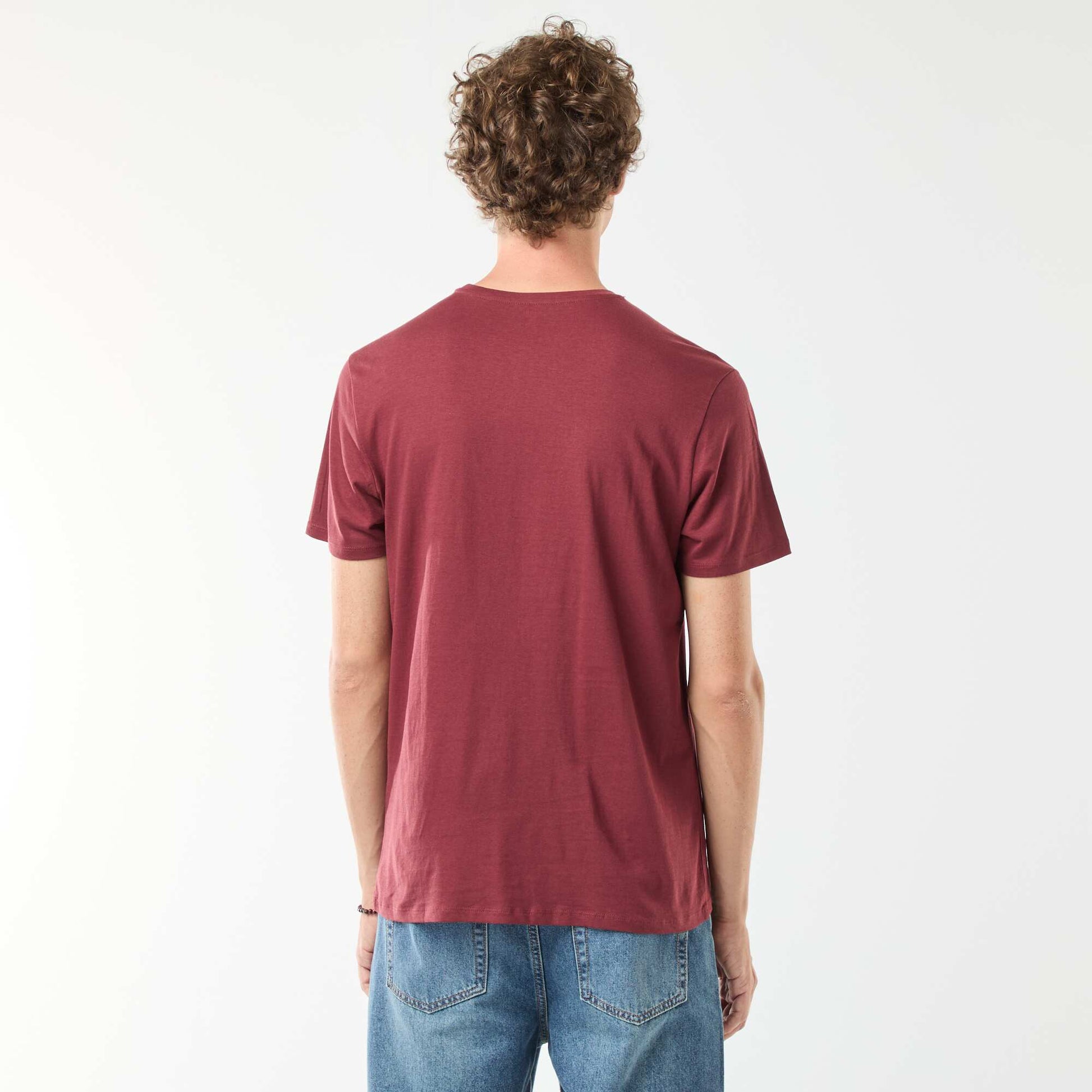 Short-sleeved printed T-shirt with round neck RED