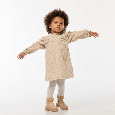 Velvet Pattern Dress BEIGE