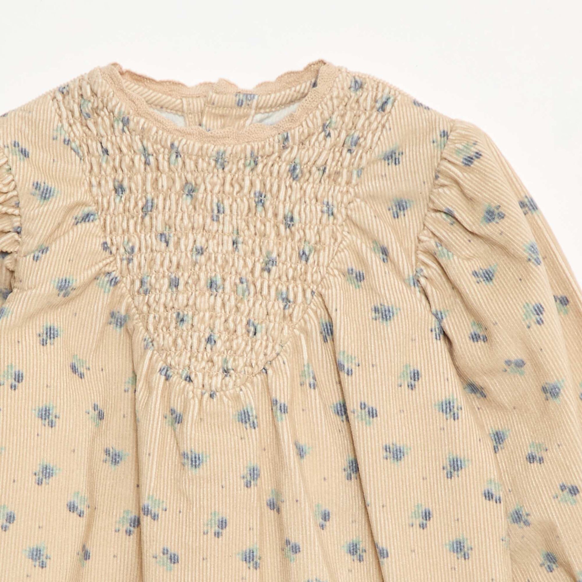 Velvet Pattern Dress BEIGE