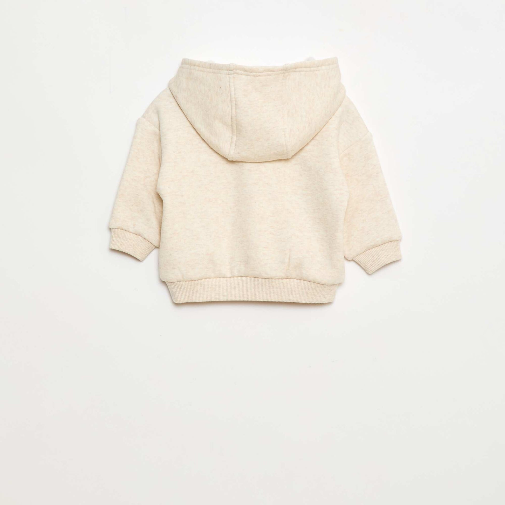 Hooded Sweatshirt with Buttons and Warm Lining BEIGE