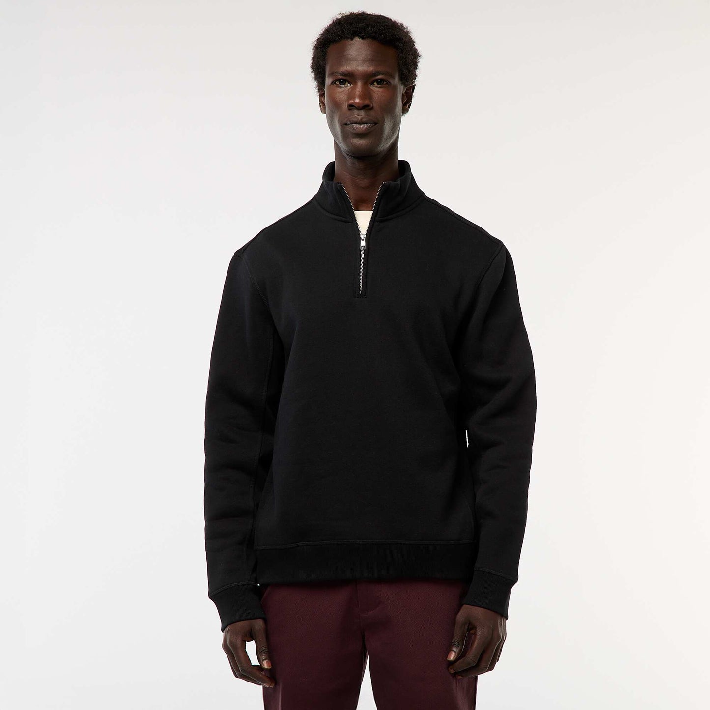 Zip-up high-neck sweatshirt BLACK