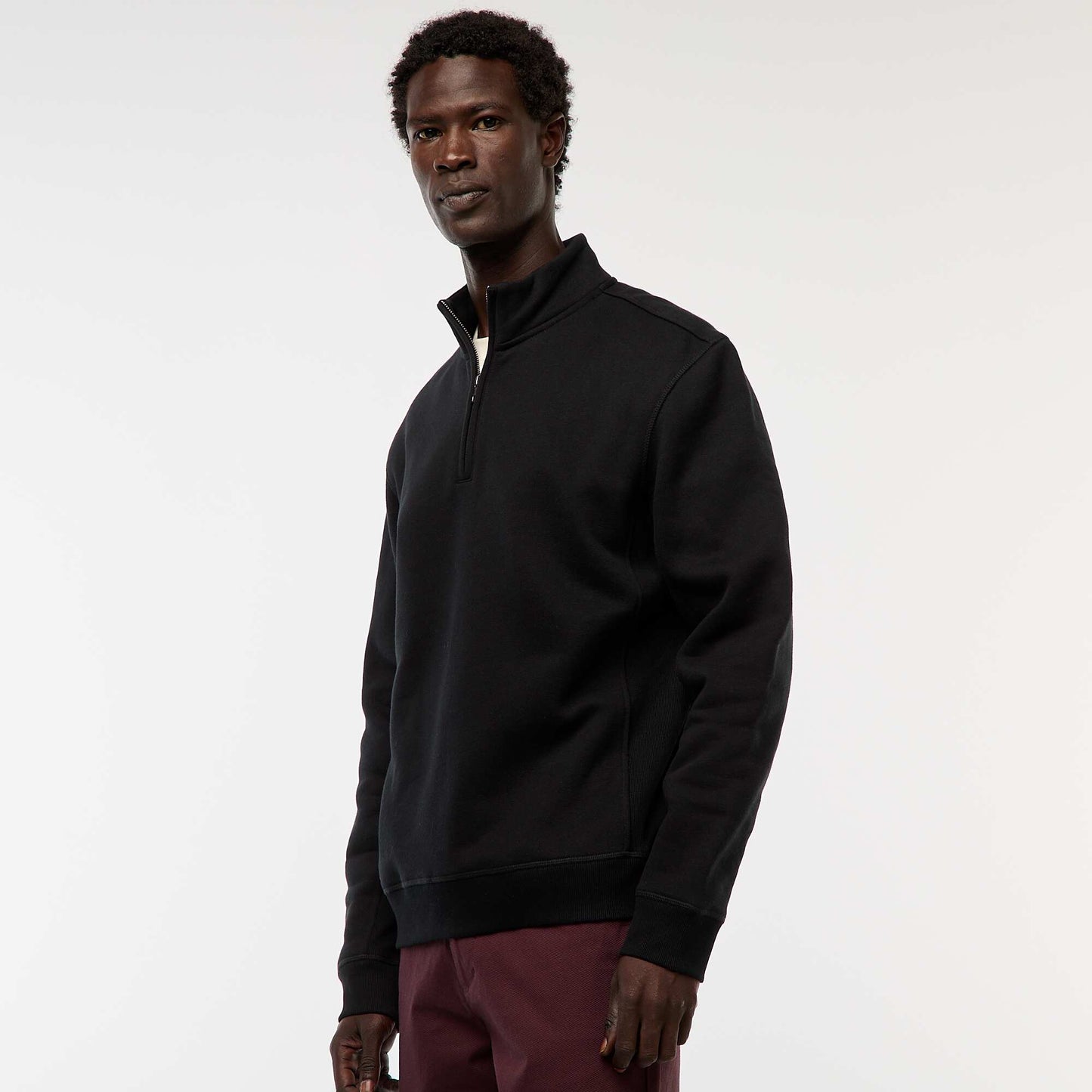 Zip-up high-neck sweatshirt BLACK