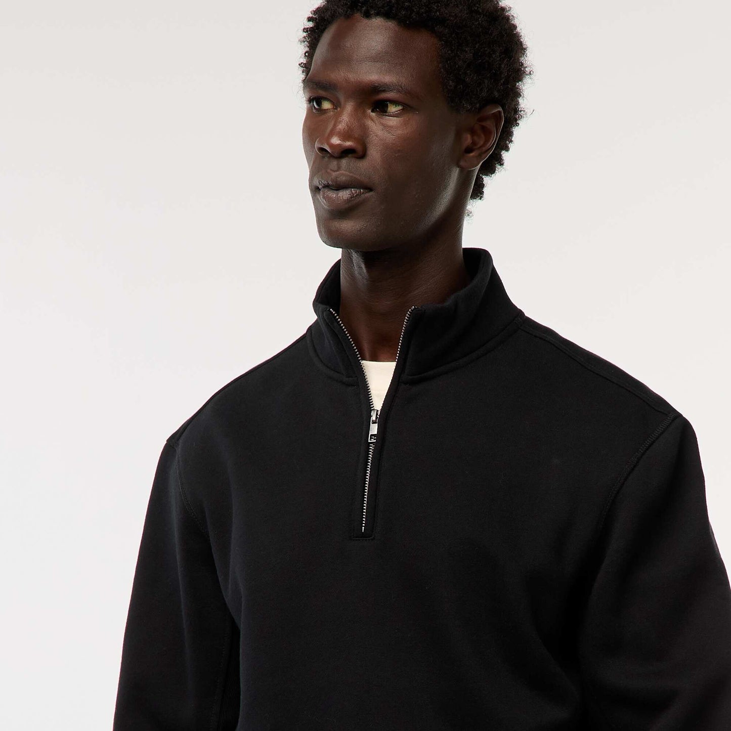 Zip-up high-neck sweatshirt BLACK