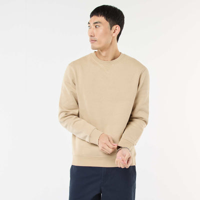 Plain Crew Neck Sweatshirt in Brushed Fleece BEIGE