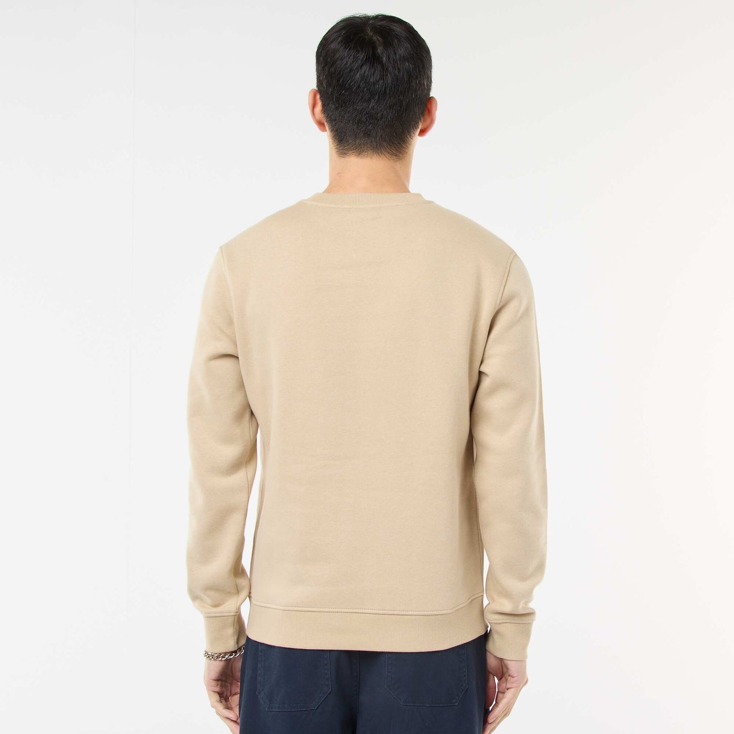 Plain Crew Neck Sweatshirt in Brushed Fleece BEIGE
