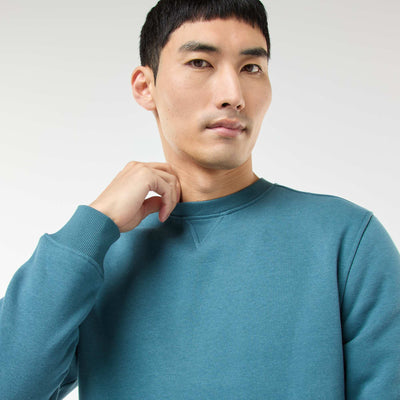 Plain Crew Neck Sweatshirt in Brushed Fleece BLUE