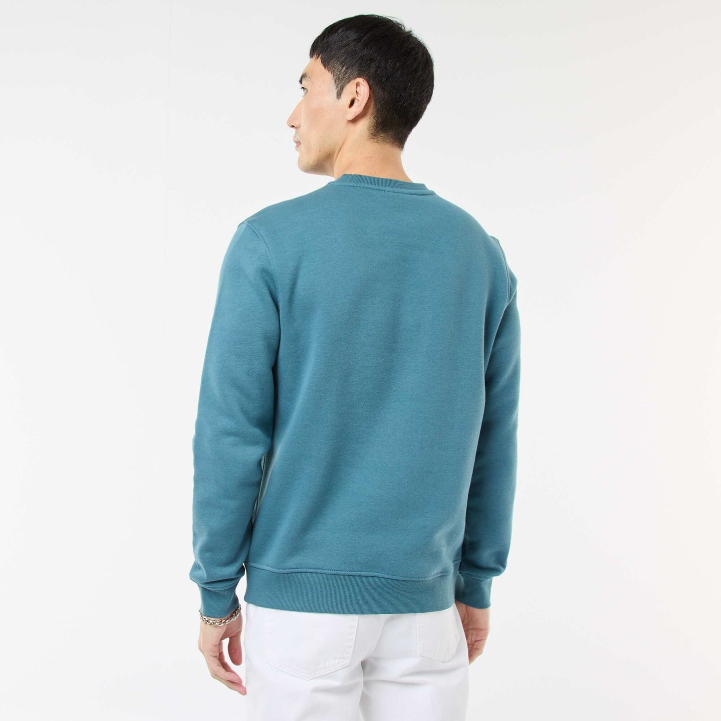 Plain Crew Neck Sweatshirt in Brushed Fleece BLUE