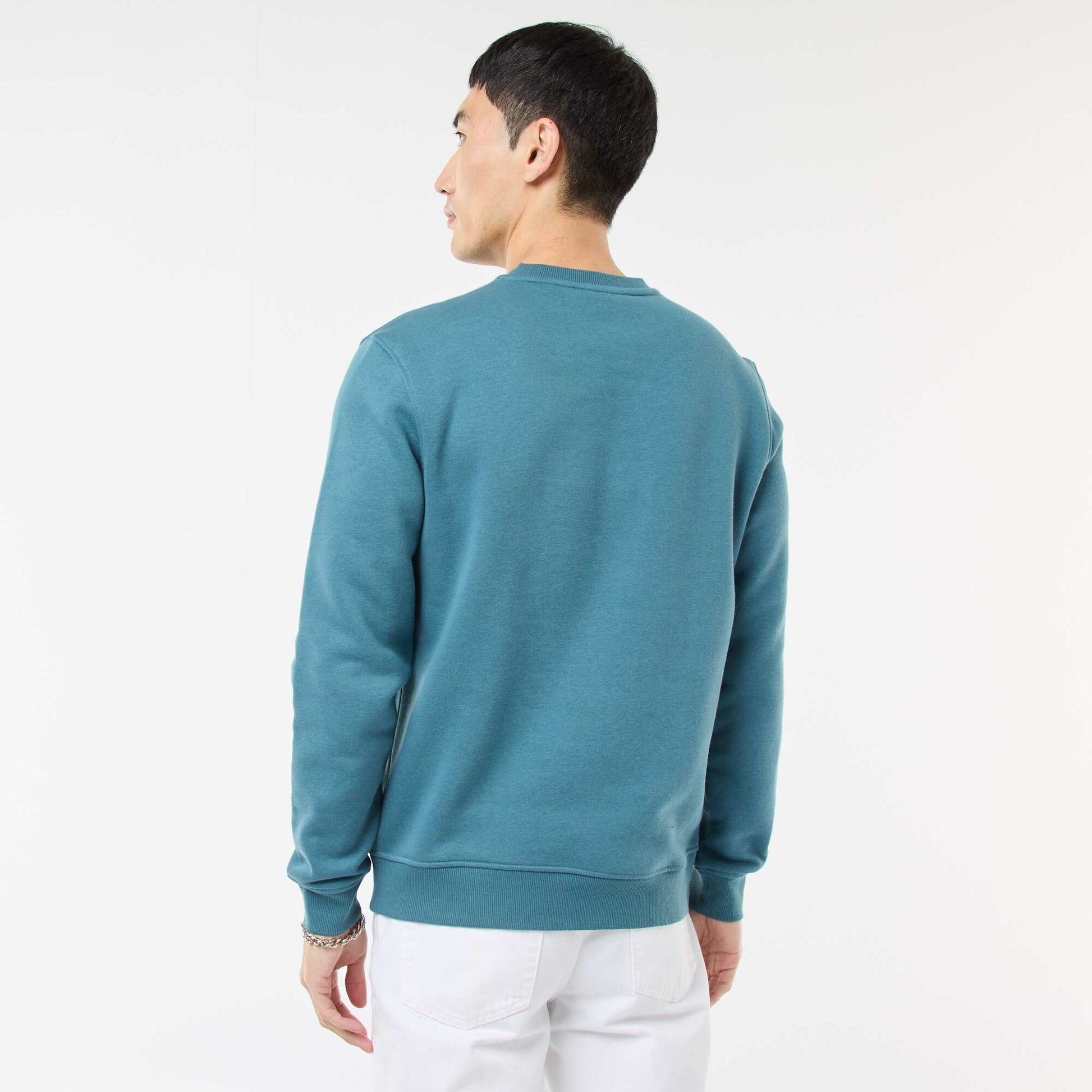 Plain Crew Neck Sweatshirt in Brushed Fleece BLUE