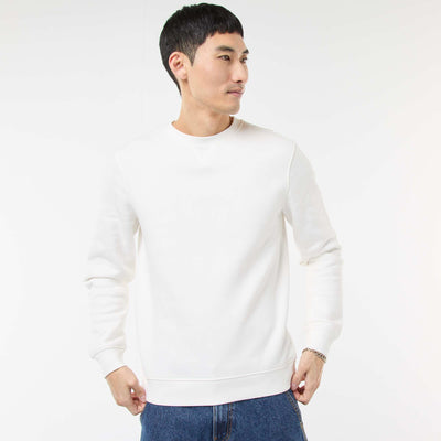Plain Crew Neck Sweatshirt in Brushed Fleece WHITE