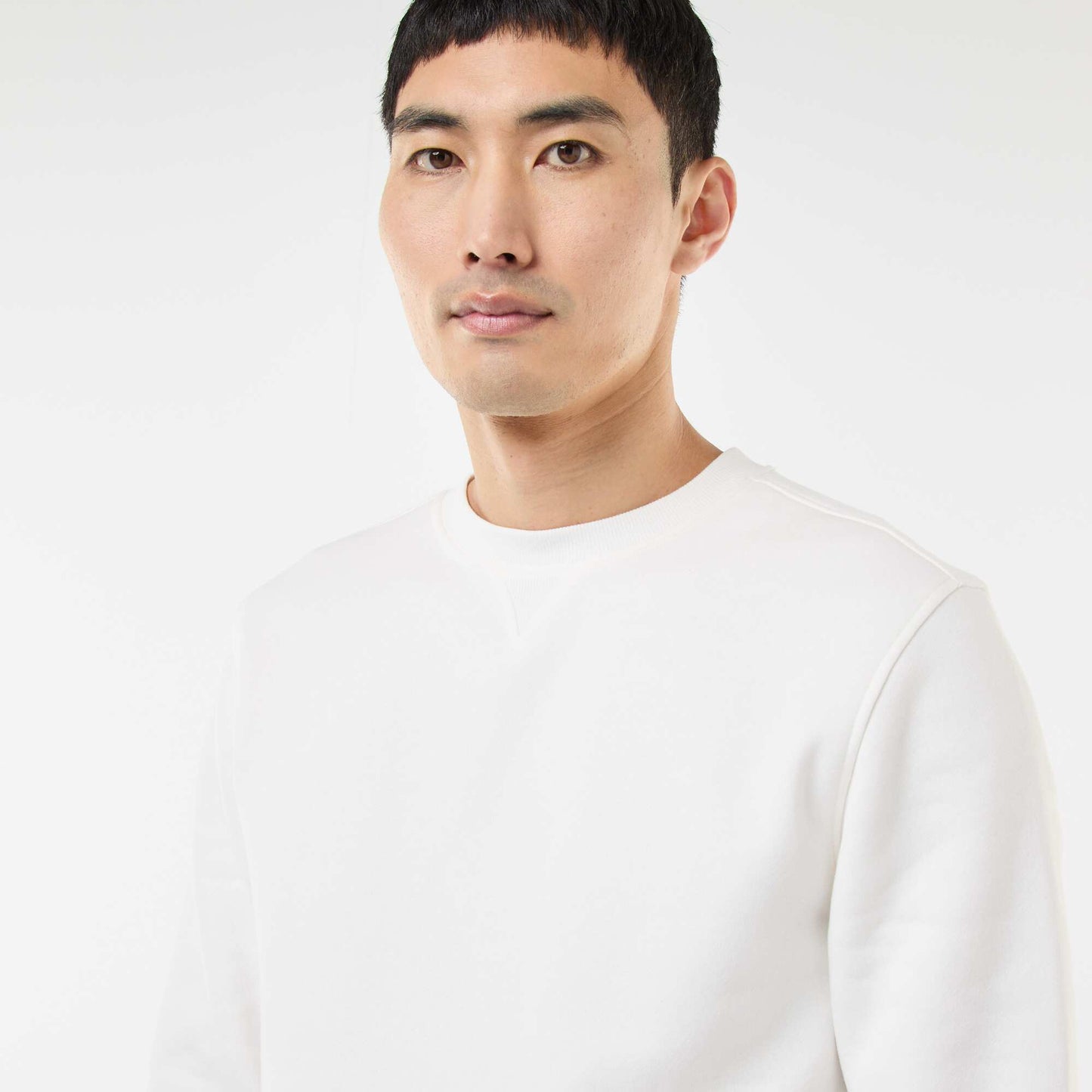 Plain Crew Neck Sweatshirt in Brushed Fleece WHITE