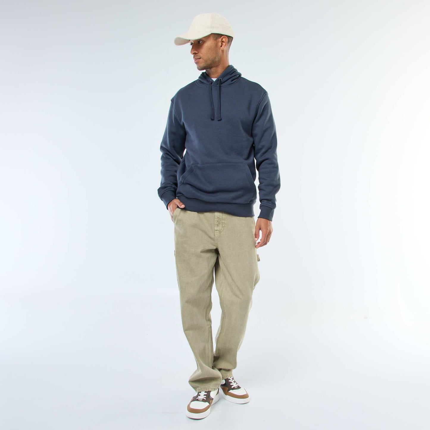 Brushed Fleece Hoodie with Kangaroo Pocket BLUE