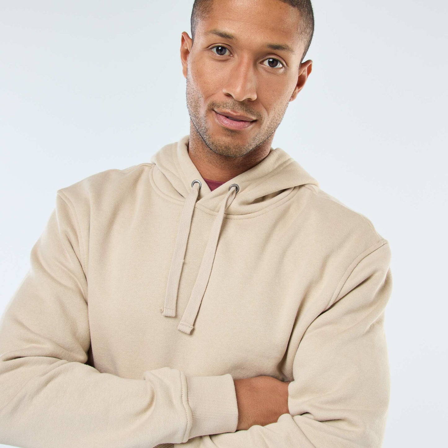 Brushed Fleece Hoodie with Kangaroo Pocket BEIGE