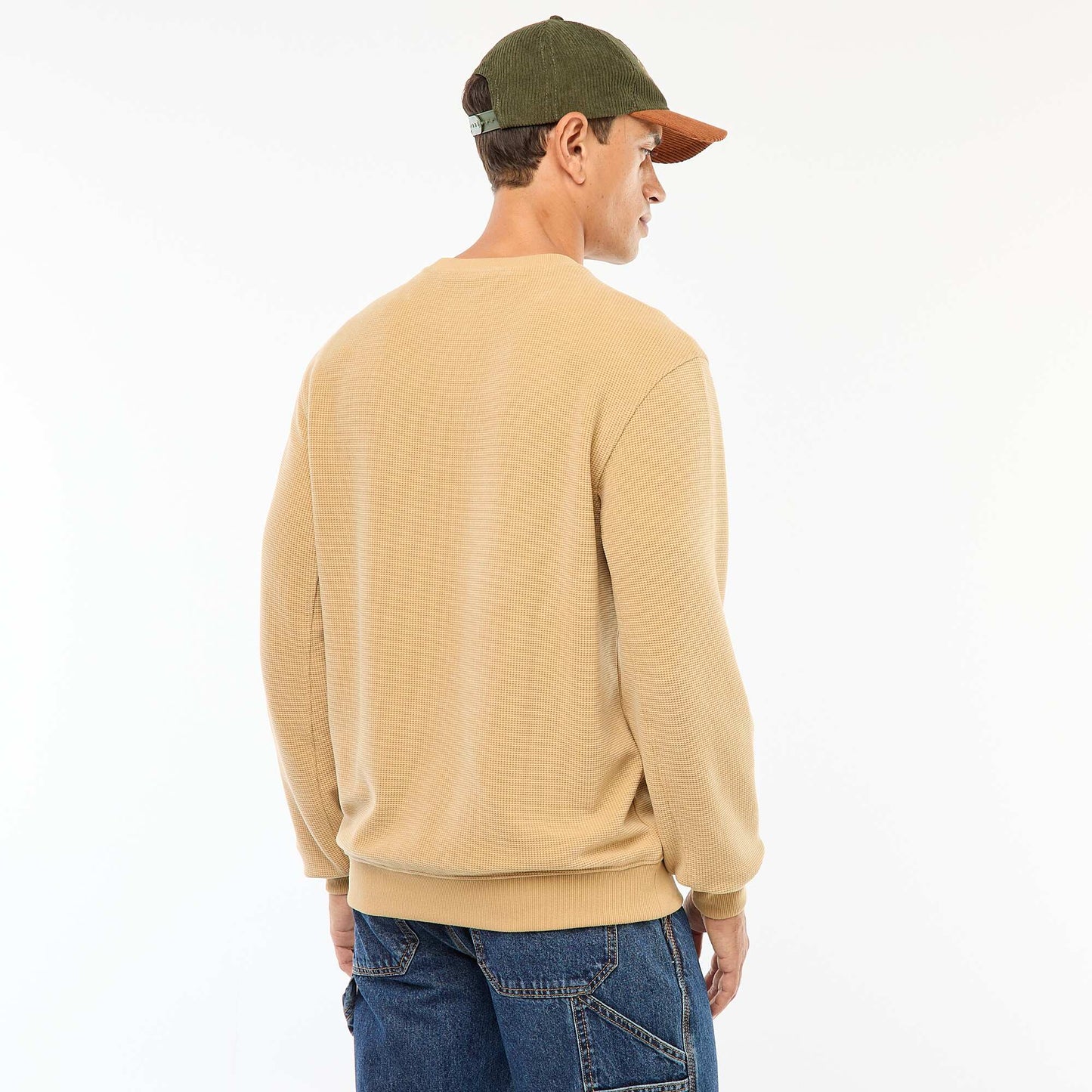 Regular Fit Knit Sweater with Textured Design BEIGE