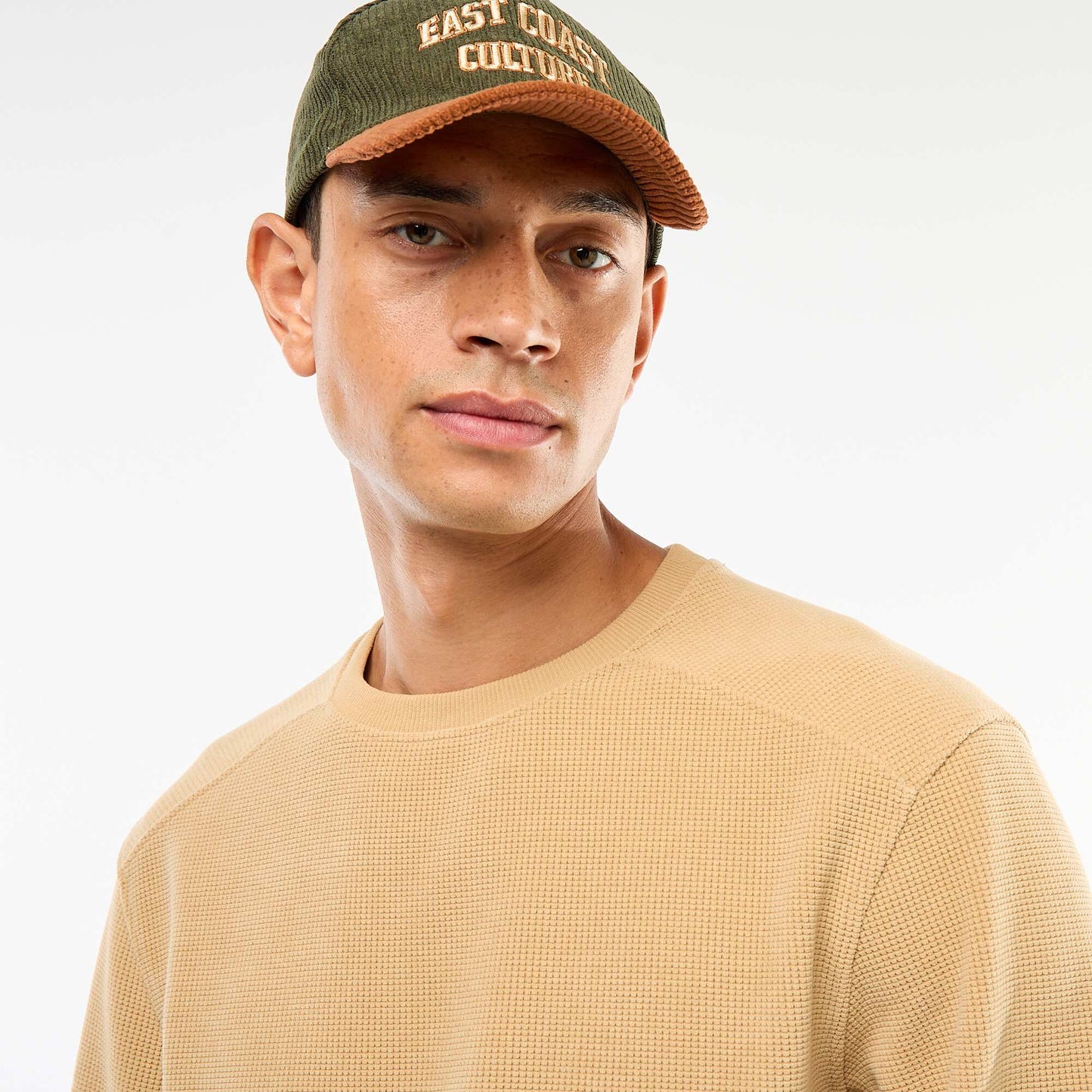 Regular Fit Knit Sweater with Textured Design BEIGE