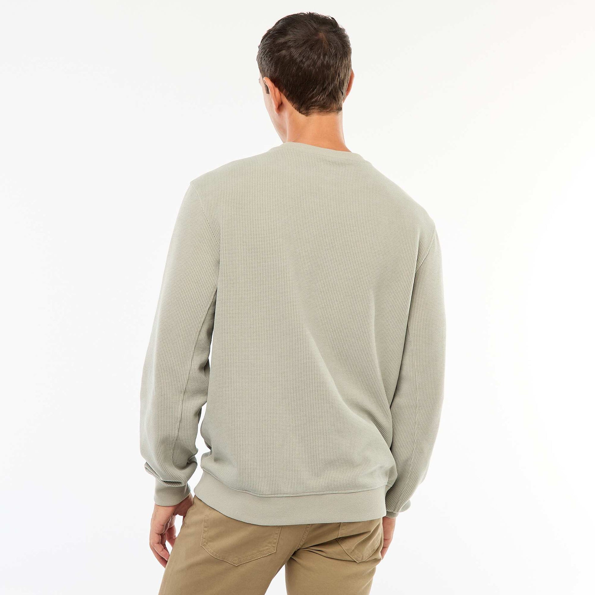 Regular Fit Knit Sweater with Textured Design GREEN