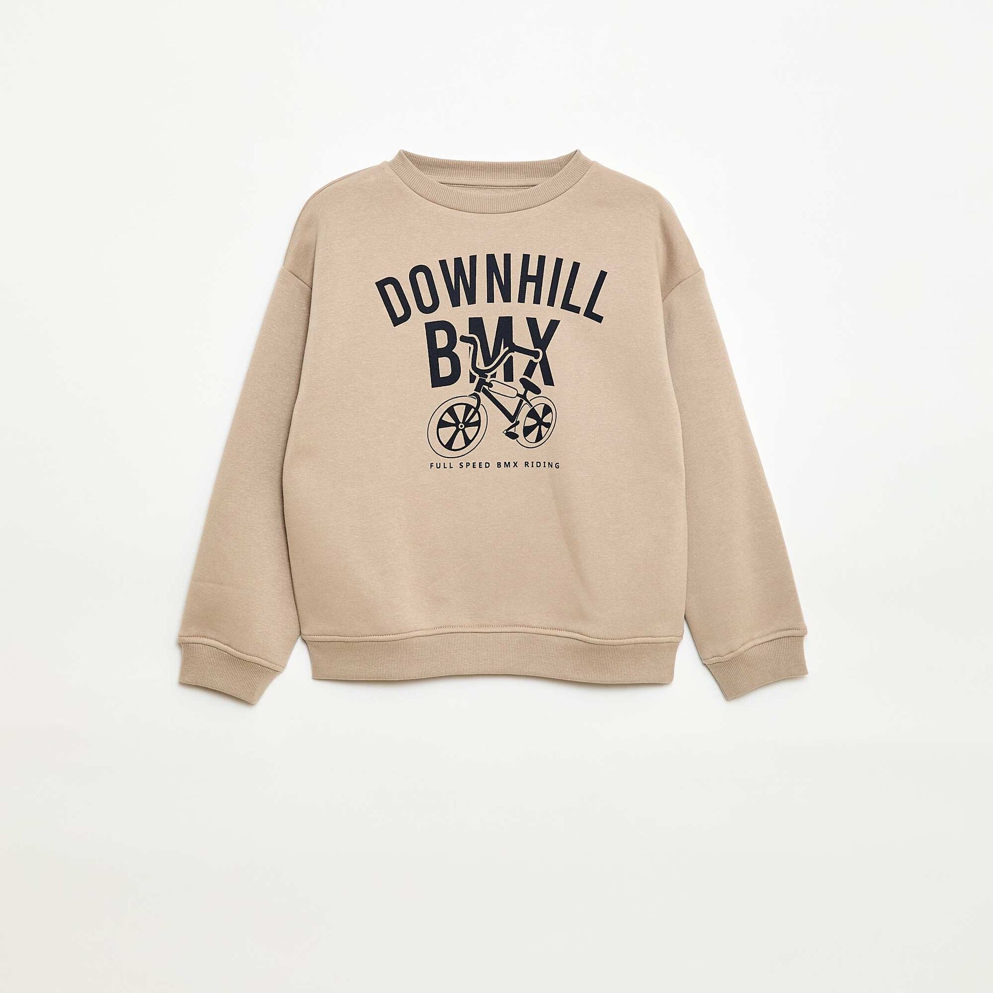 Printed loose-fit sweatshirt BEIGE