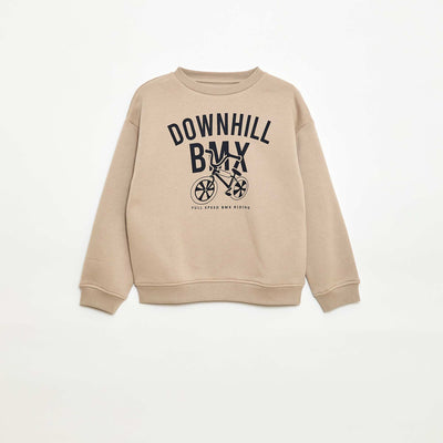Printed loose-fit sweatshirt BEIGE