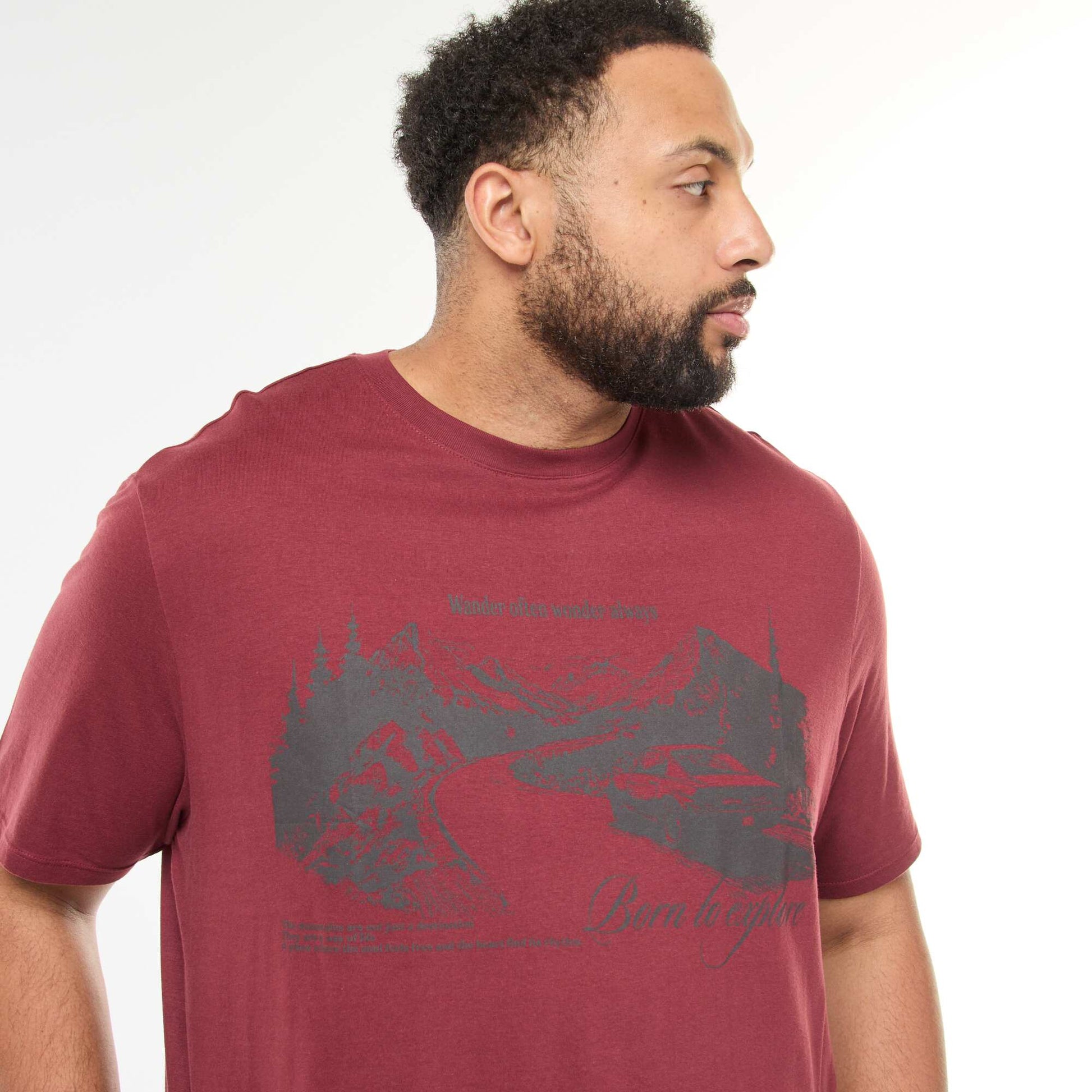 Printed Short-Sleeve Crew Neck T-Shirt RED
