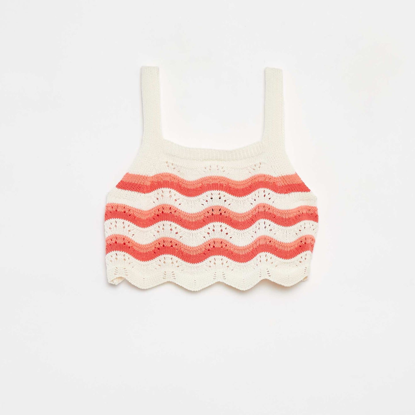Patterned crochet vest top BEIGE