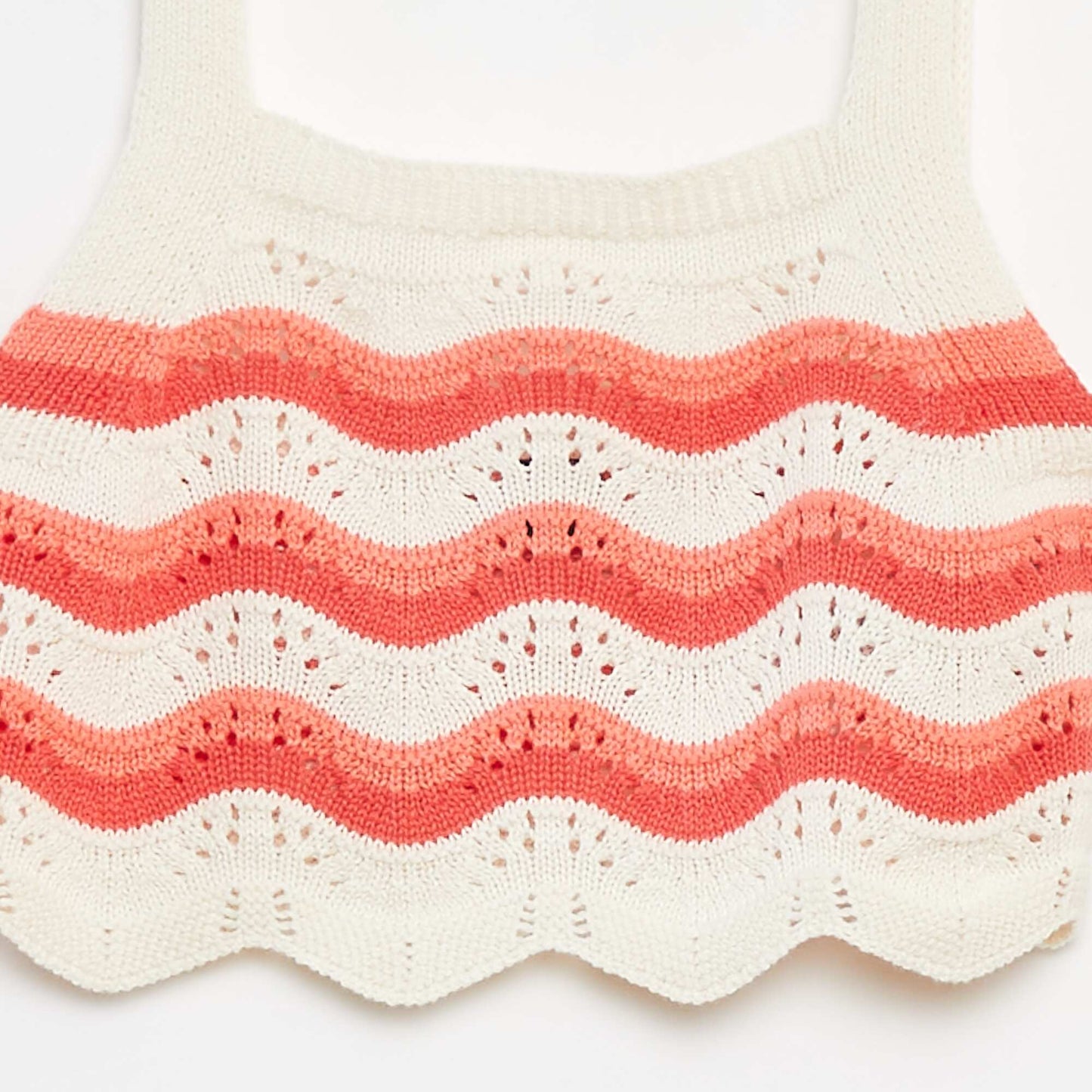 Patterned crochet vest top BEIGE