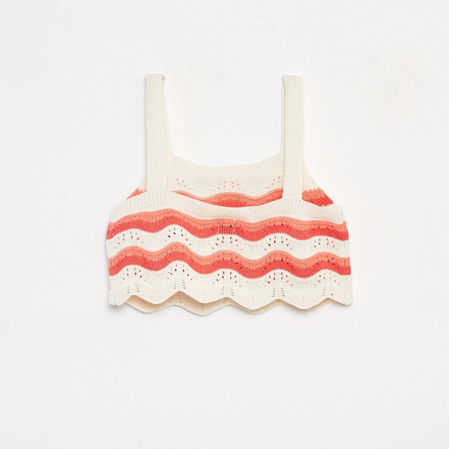 Patterned crochet vest top BEIGE