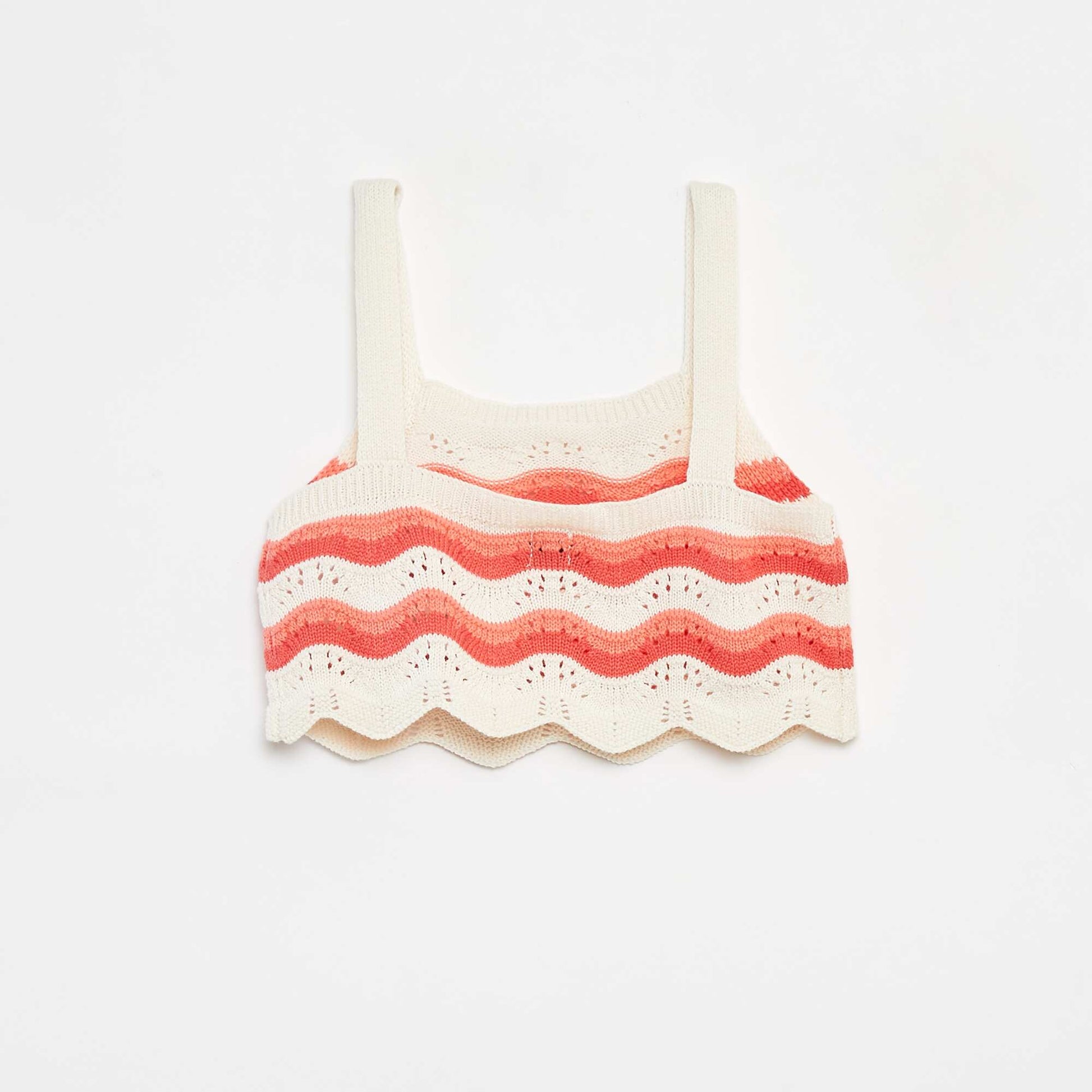Patterned crochet vest top BEIGE