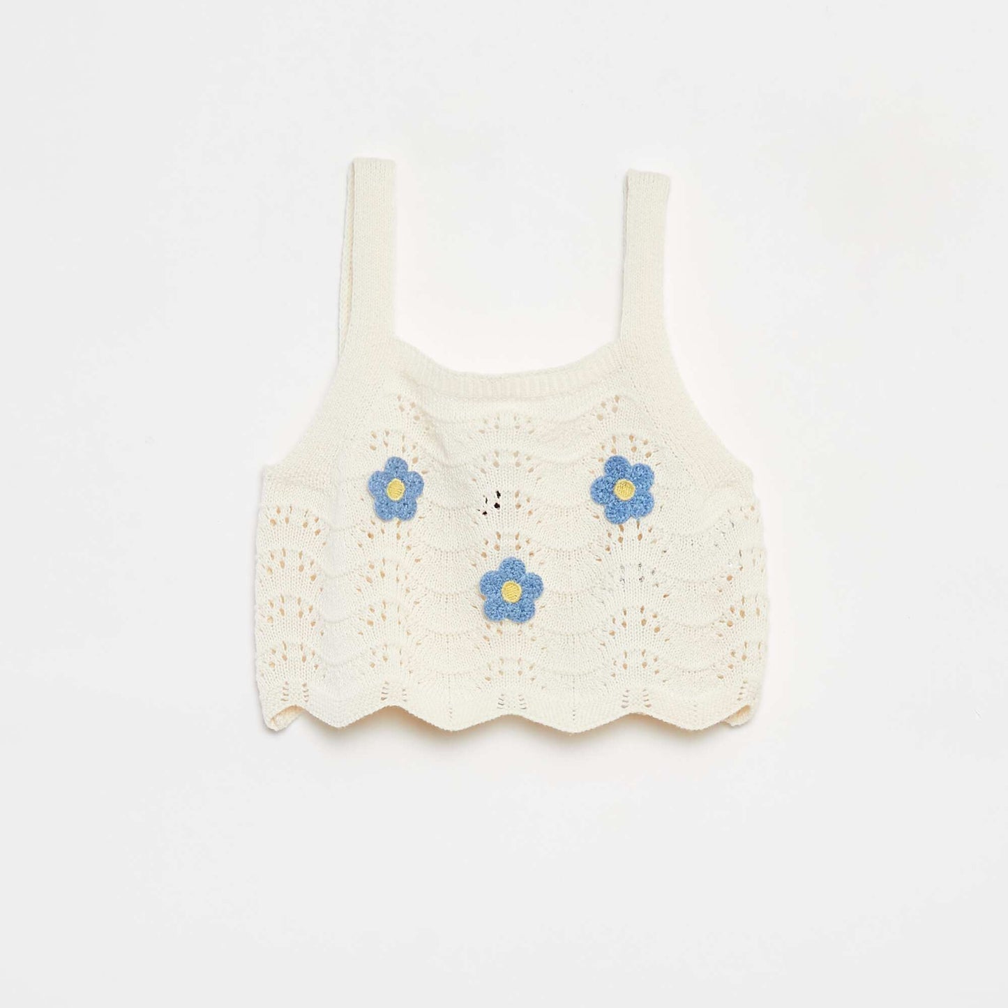 Patterned crochet vest top WHITE