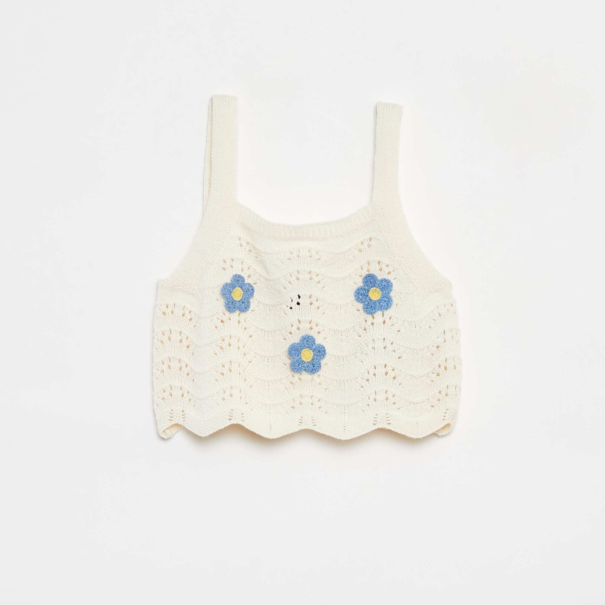 Patterned crochet vest top WHITE