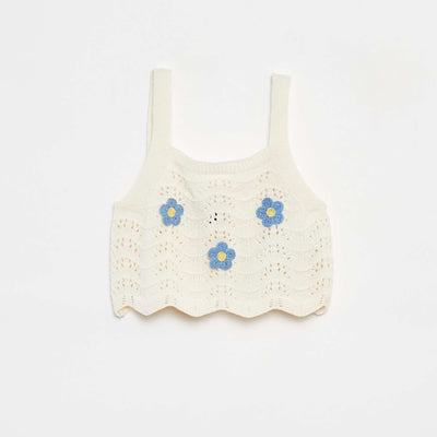 Patterned crochet vest top WHITE