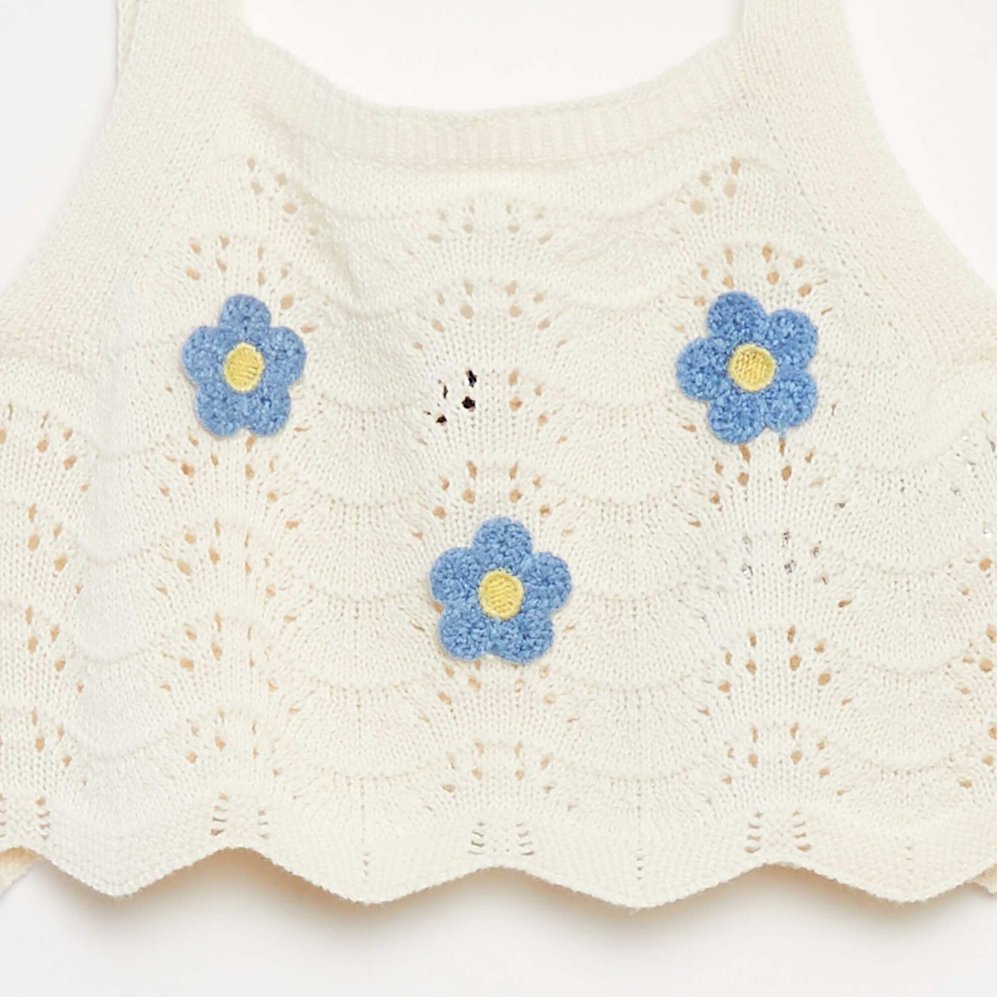 Patterned crochet vest top WHITE