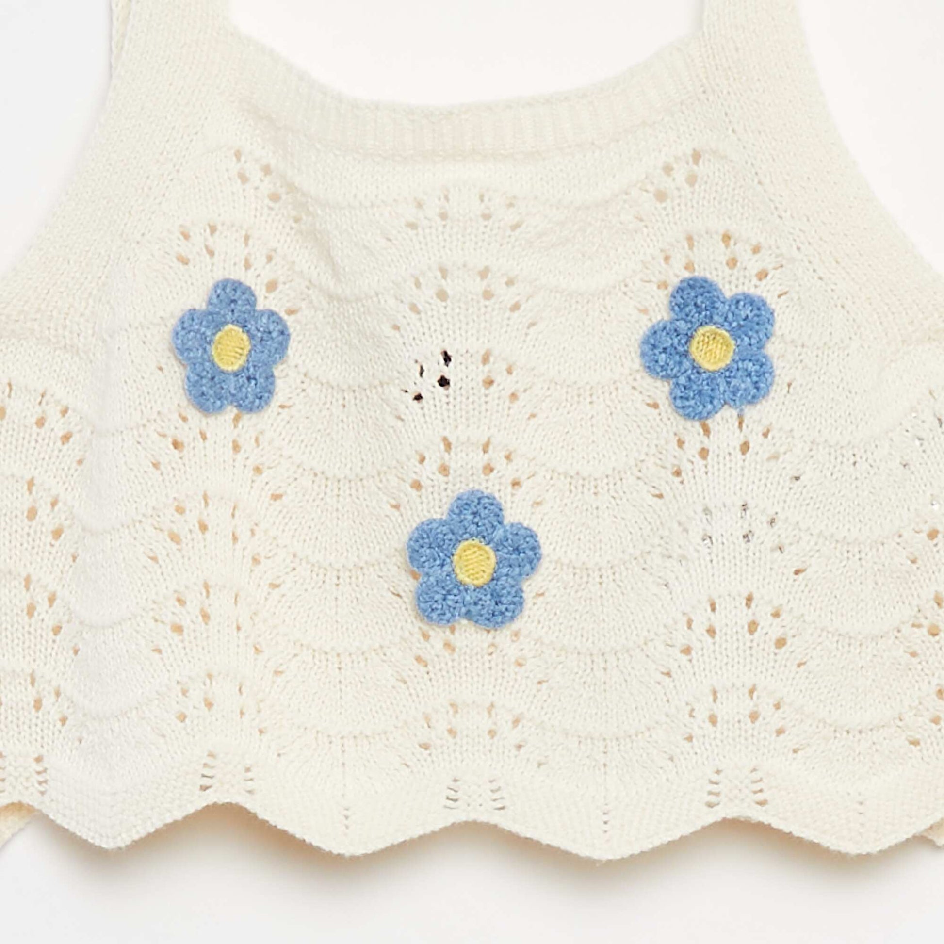 Patterned crochet vest top WHITE
