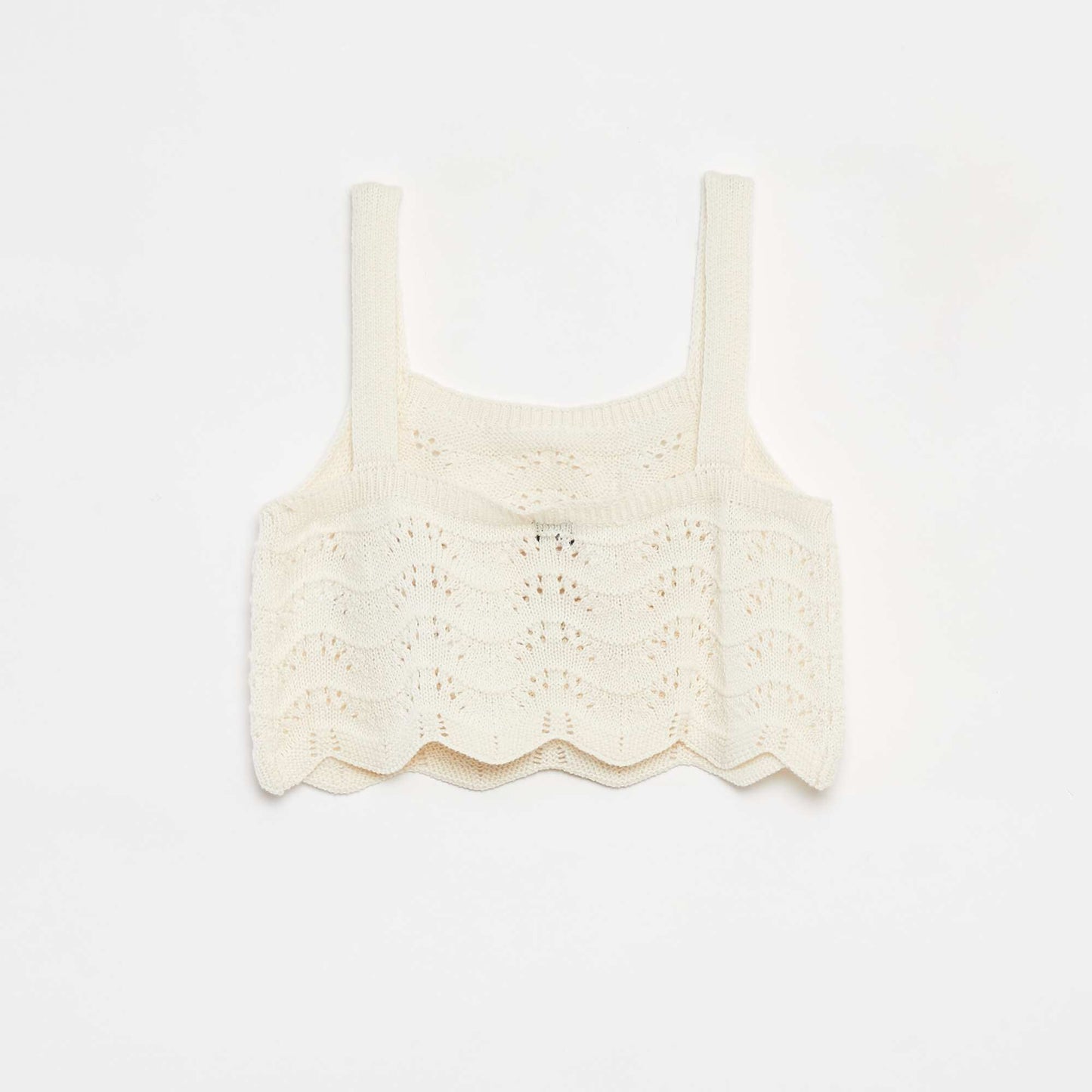 Patterned crochet vest top WHITE