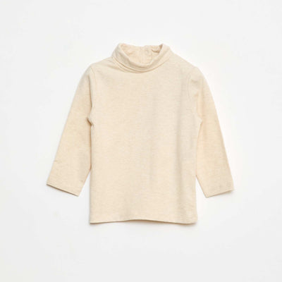 Plain High-Neck Top BEIGE