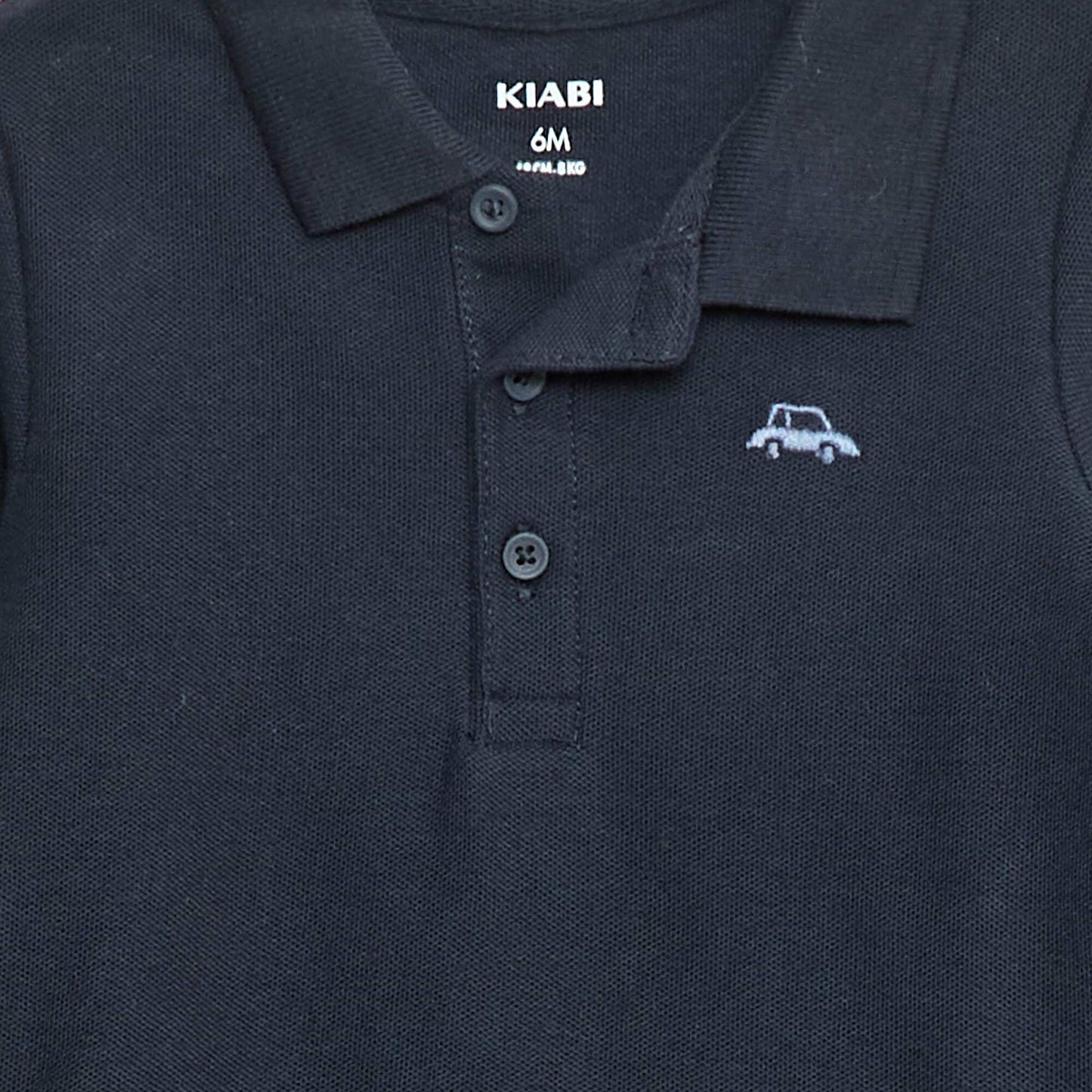 Long-sleeved cotton pique polo shirt BLUE