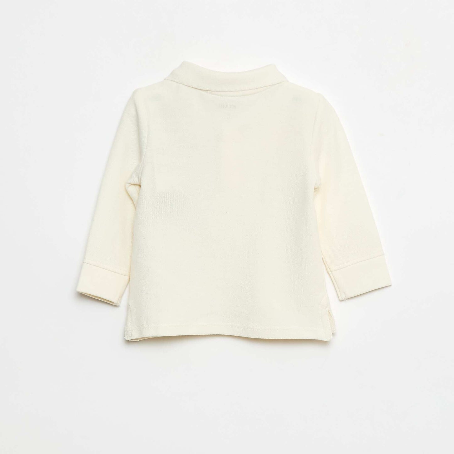 Long-Sleeved Piqué Cotton Polo Shirt WHITE