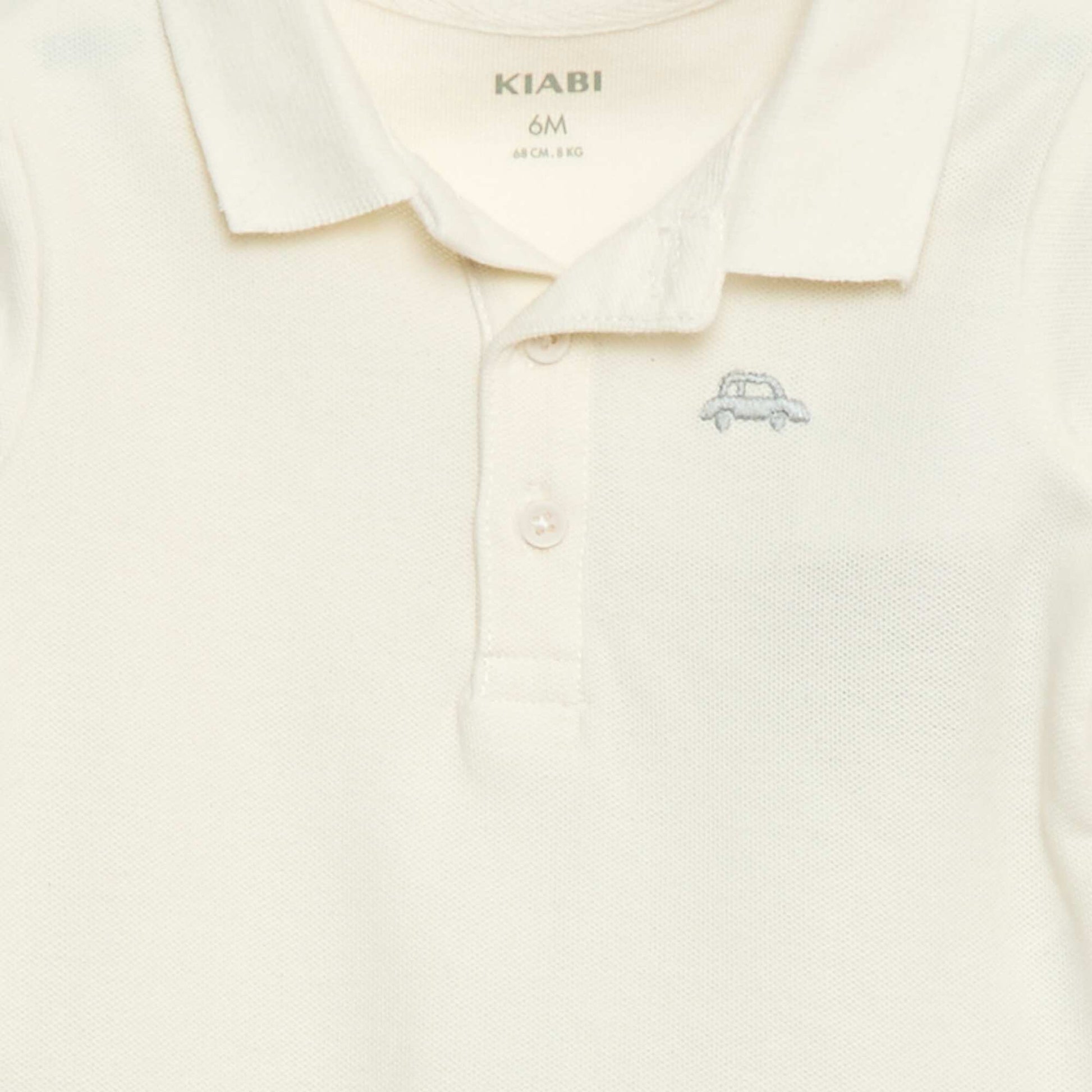 Long-Sleeved Piqué Cotton Polo Shirt WHITE