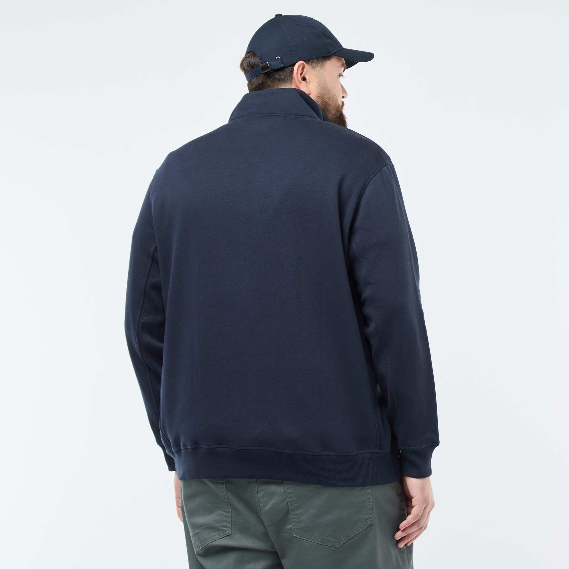 Solid-Color Trucker Neck Sweatshirt BLUE