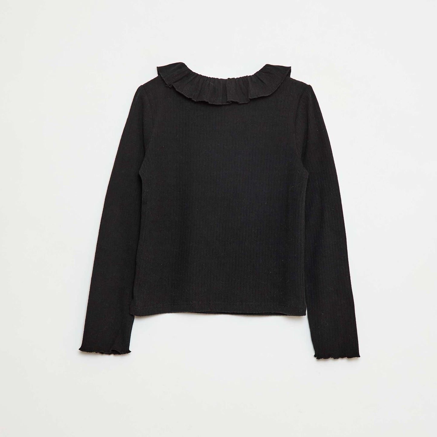 Ribbed Knit T-Shirt BLACK