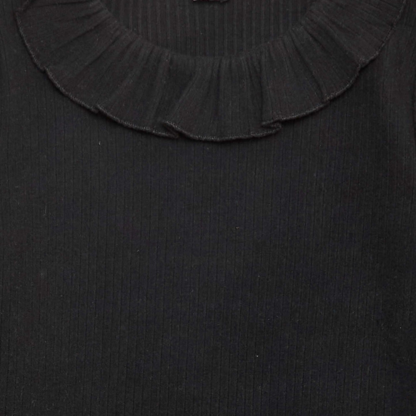 Ribbed Knit T-Shirt BLACK