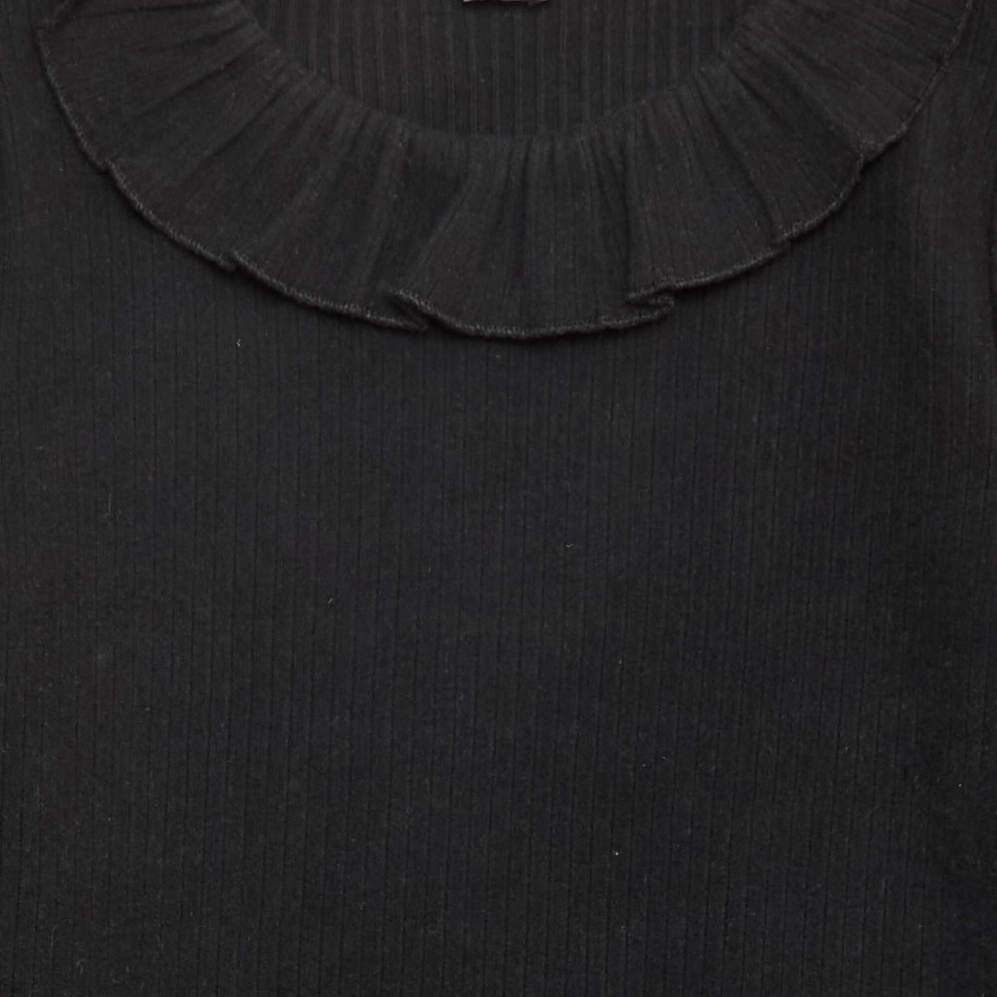 Ribbed Knit T-Shirt BLACK