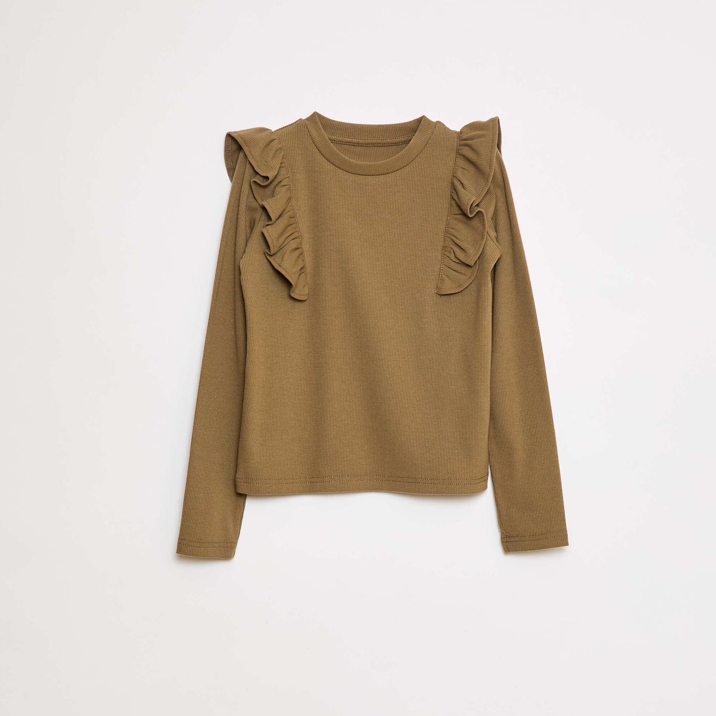 Long-sleeved ribbed T-shirt GREEN