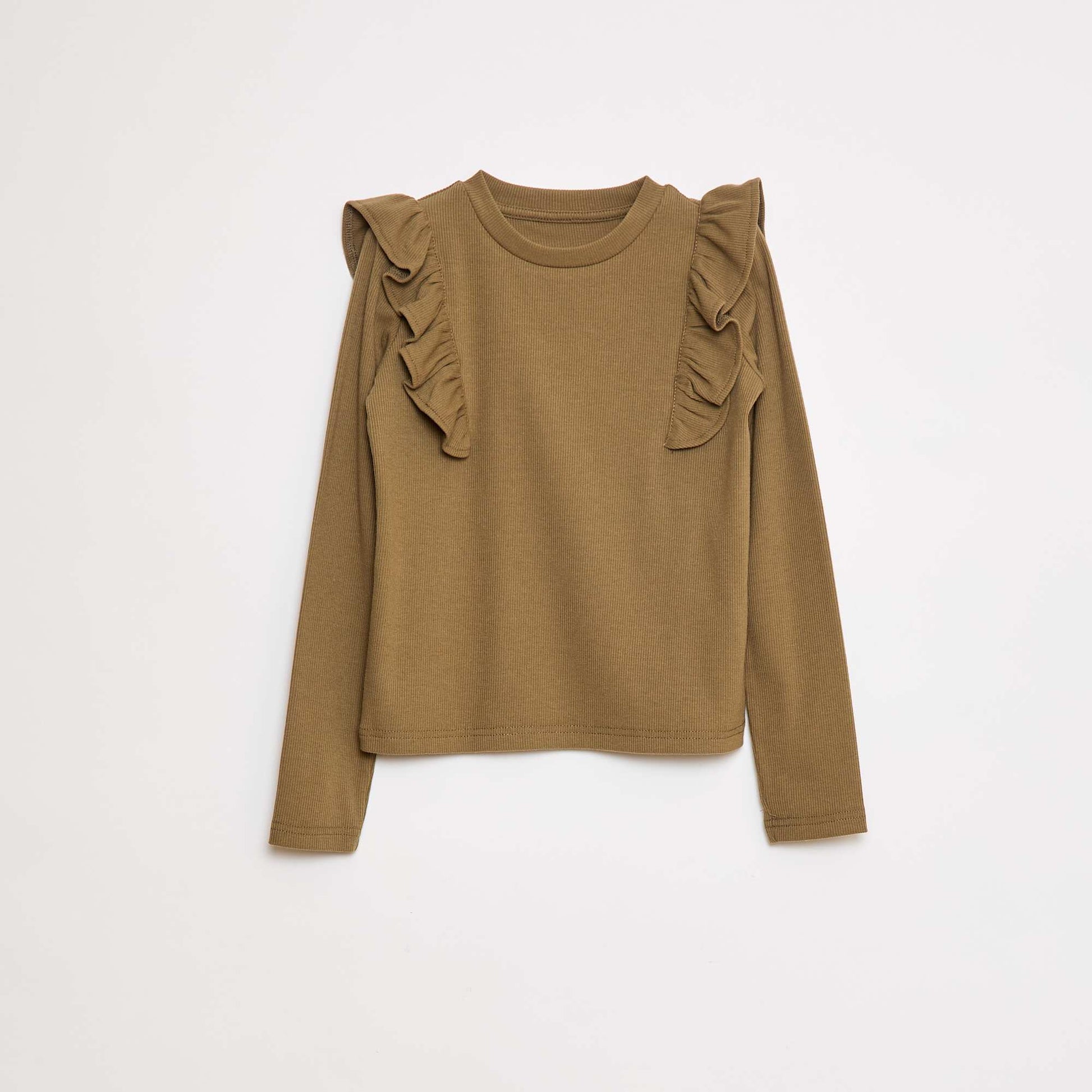 Long-sleeved ribbed T-shirt GREEN