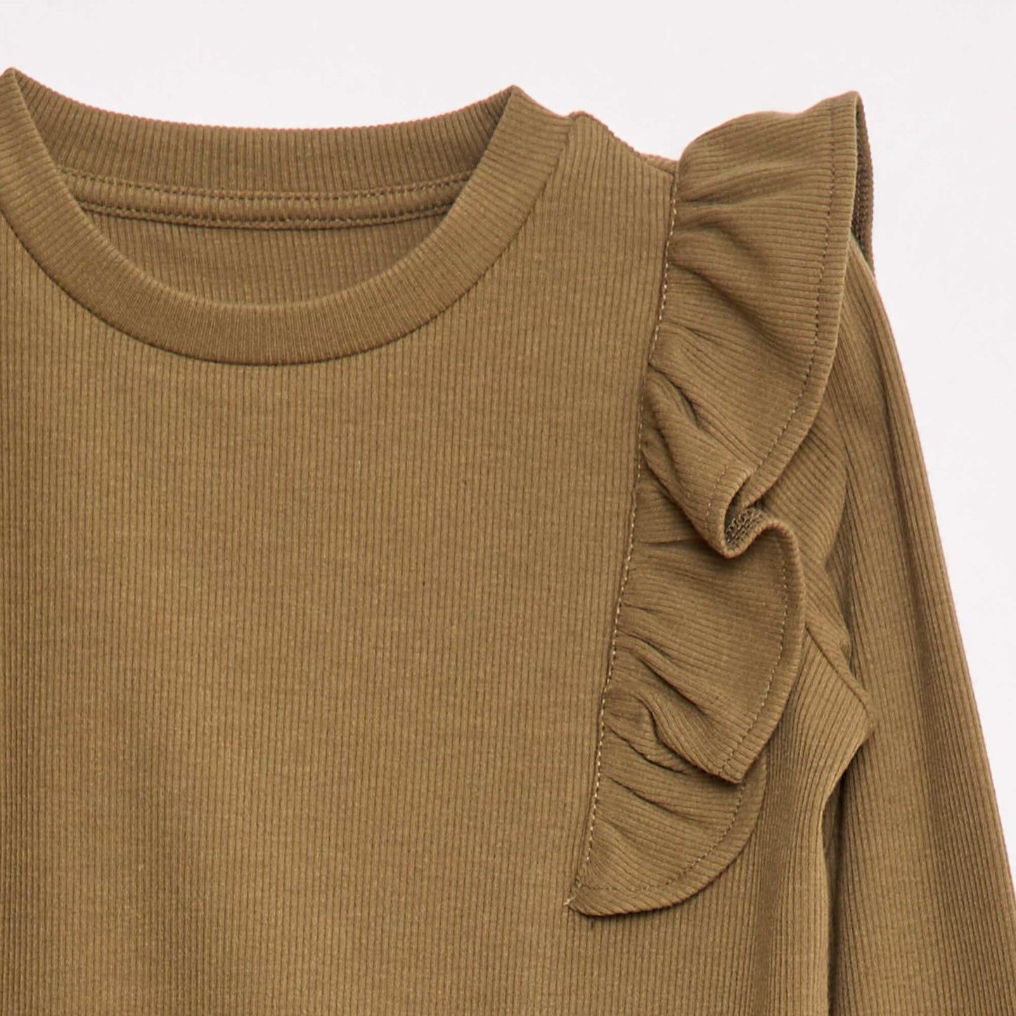 Long-sleeved ribbed T-shirt GREEN
