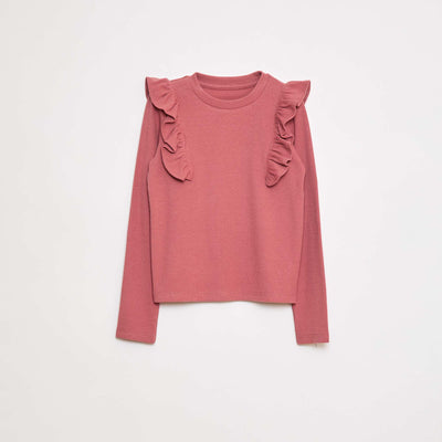 Long-sleeved ribbed T-shirt PINK