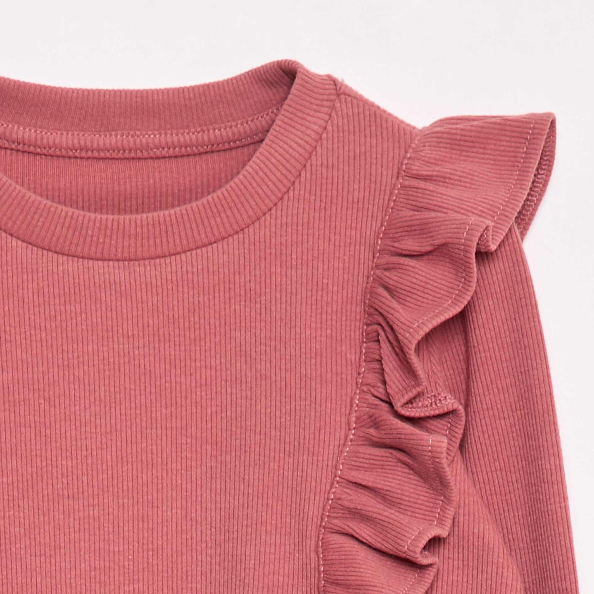 Long-sleeved ribbed T-shirt PINK
