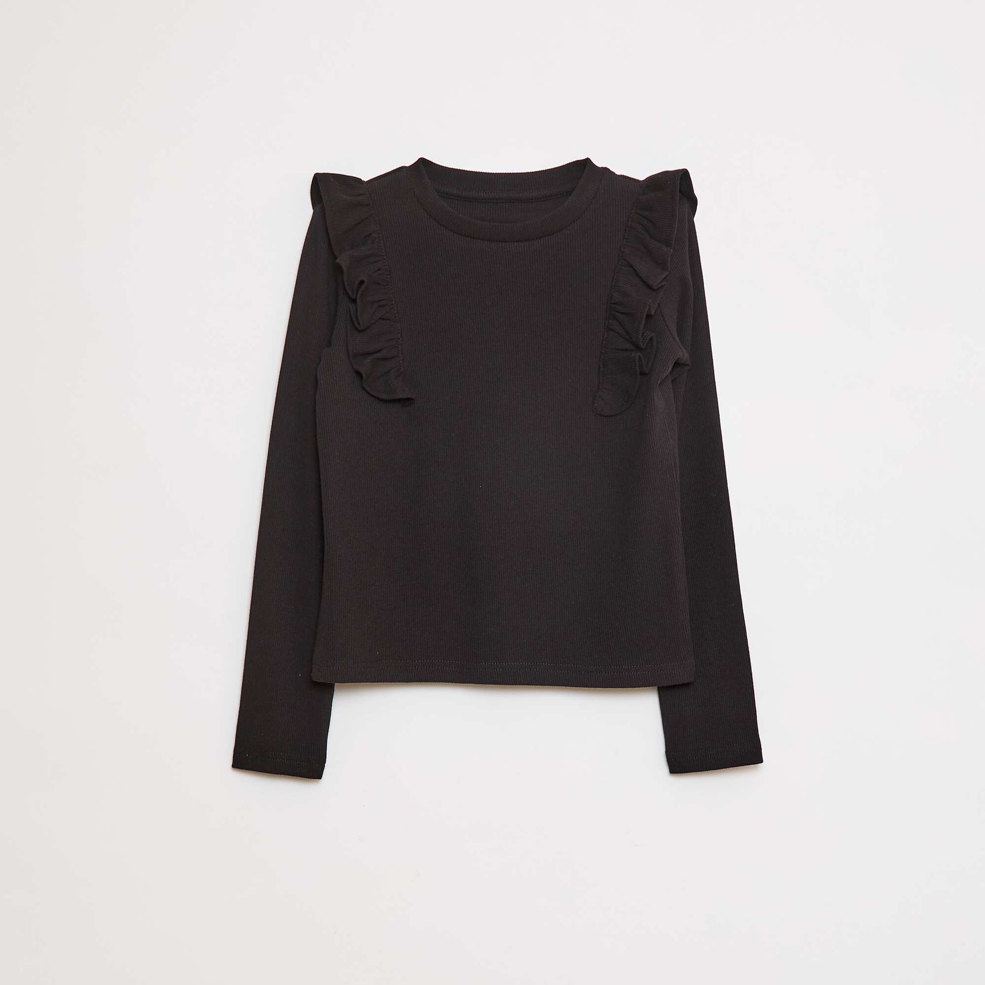 Long-sleeved ribbed T-shirt BLACK