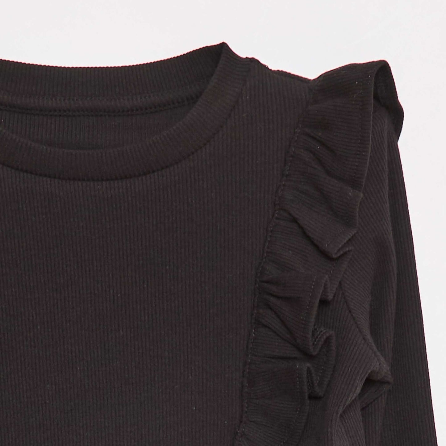 Long-sleeved ribbed T-shirt BLACK