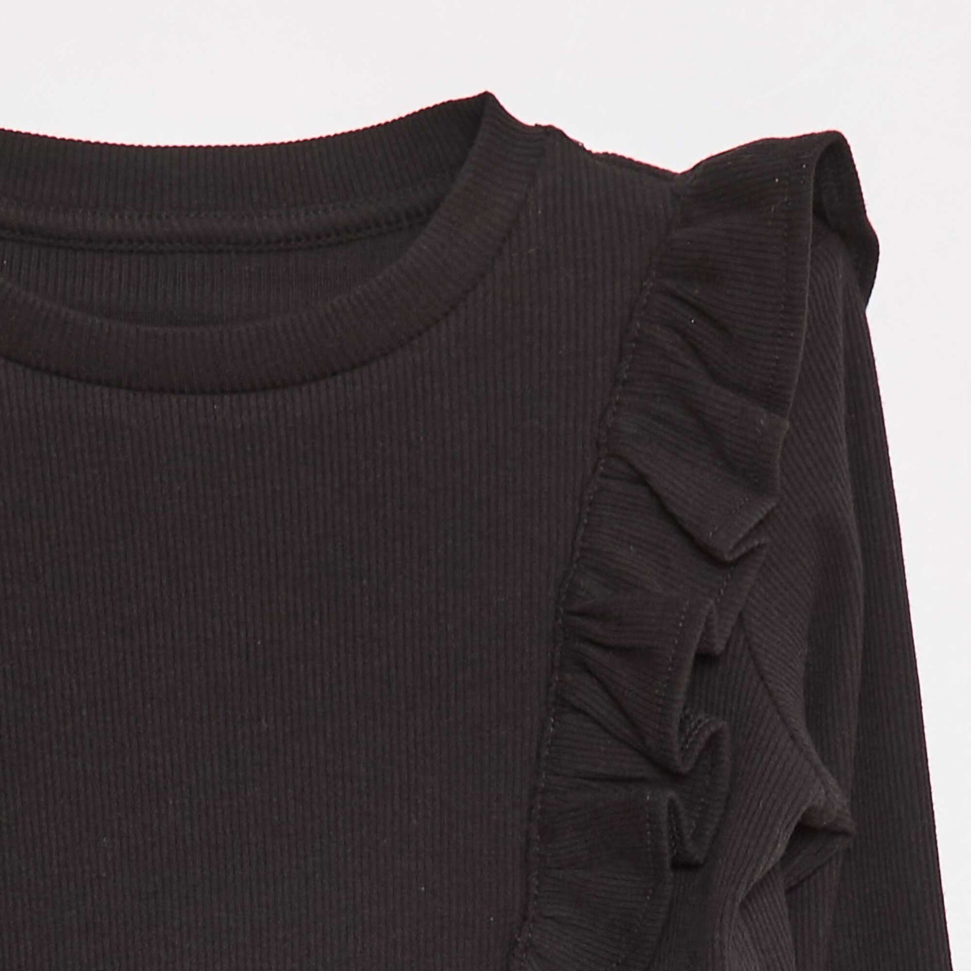 Long-sleeved ribbed T-shirt BLACK